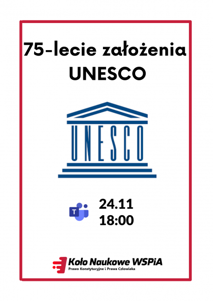 Plakat na 75-lecie założenia UNESCO