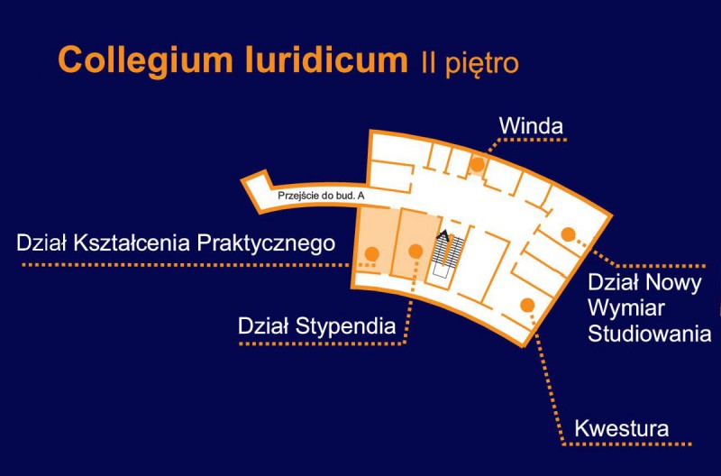 Plan drugiego piętra budynku Collegium Iuridicum